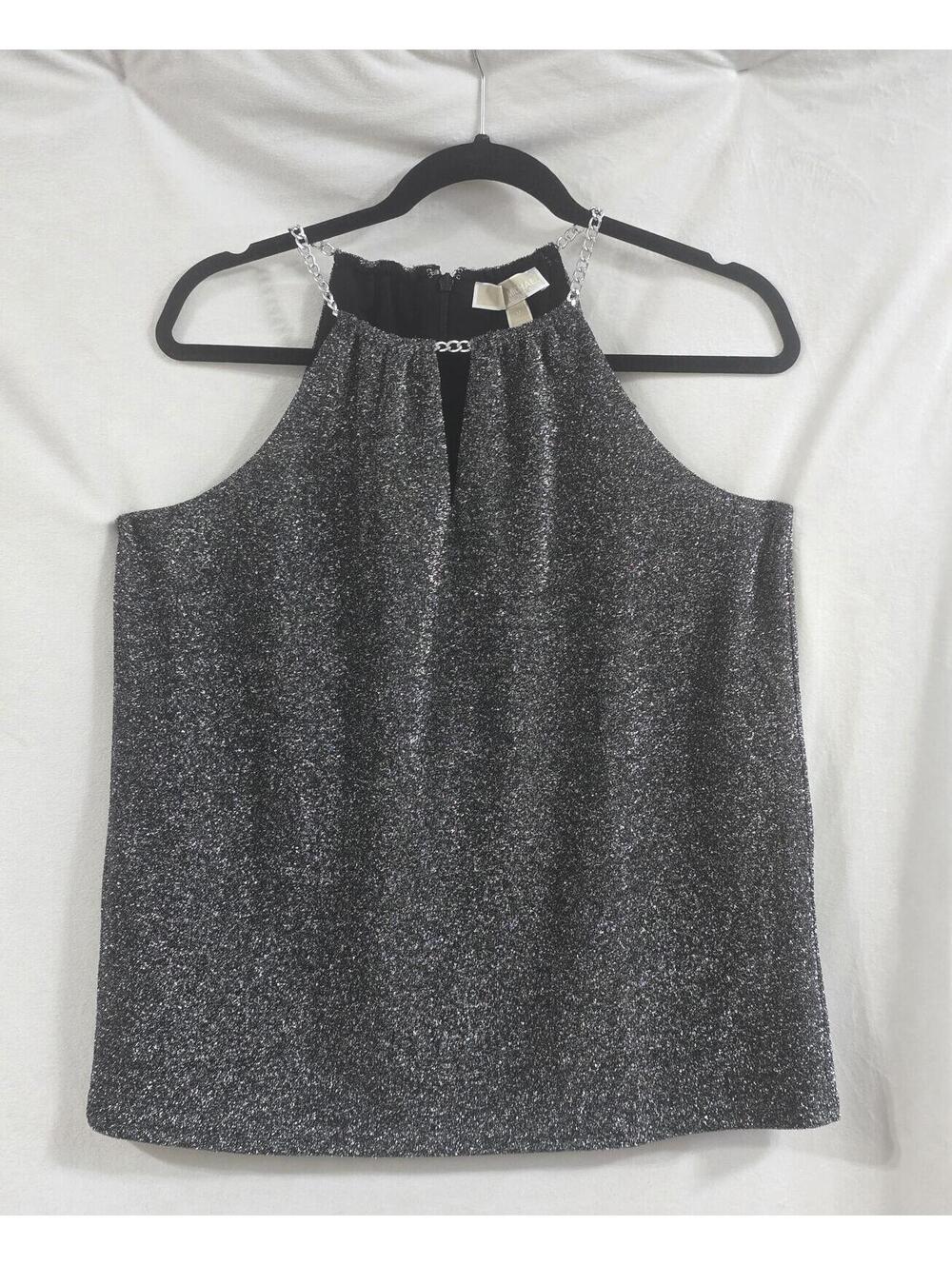 Michael Kors Metallic Chain Strap Halter Top Size M